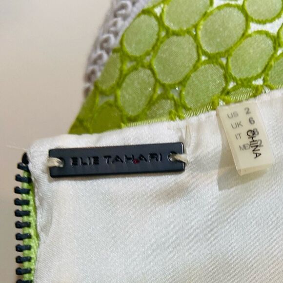 Eli Tahari sleeveless sheath fitted dress colorblock texture back exposed zipper - Picture 11 of 12